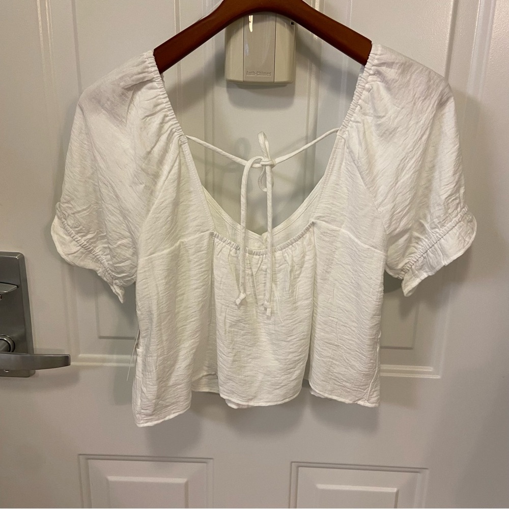 White Ruffled Women's Top - Picture 2 of 13